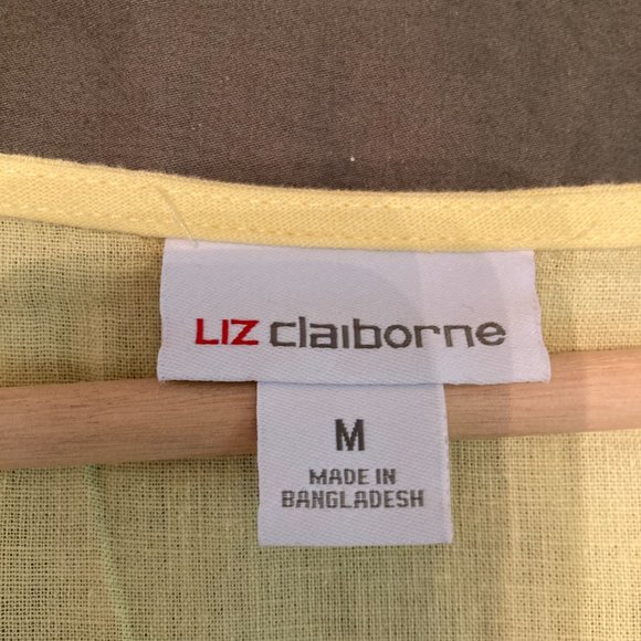 Liz Clairborne Short Sleeve Yellow Linen Blend Top - NWT - Picture 5 of 6